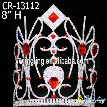 8" coronas de Strass rojo grande desfile personalizado